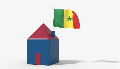 Casa 3D con bandiera al vento Senegal sul tetto