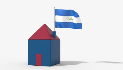 Casa 3D con bandiera al vento Nicaragua sul tetto