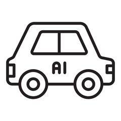 Autonomous car with artificial intelligence icon.