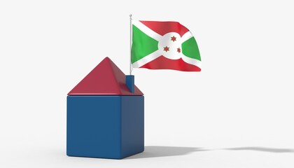 Casa 3D con bandiera al vento Burundi sul tetto