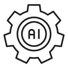 Gear with ai artificial intelligence icon.
