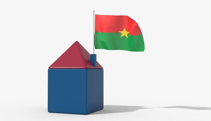 Casa 3D con bandiera al vento Burkina Faso sul tetto