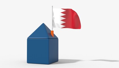 Casa 3D con bandiera al vento Bahrein sul tetto