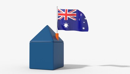 Casa 3D con bandiera al vento Australia sul tetto