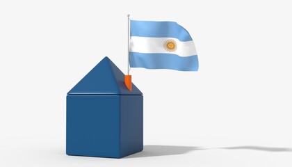 Casa 3D con bandiera al vento Argentina sul tetto