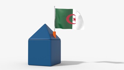 Casa 3D con bandiera al vento Algeria sul tetto