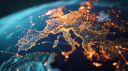 View of the earth glowing at night