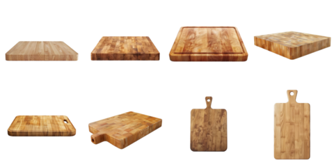 Set of Chopping board mockup in 3d without backoground png for decoration.