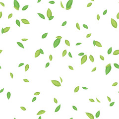 Green tea leaves seamless pattern. Vector illustration for textiles, wrapping paper, wallpaper.