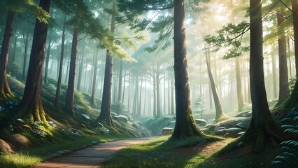 A forest full of fog, AI generated