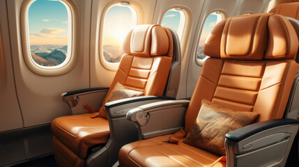 A shot of seat of airplane Generative AI