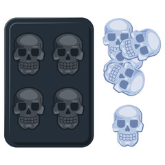 Halloween skull ice cube silicone mold vector cartoon illustration isolated on a white background.