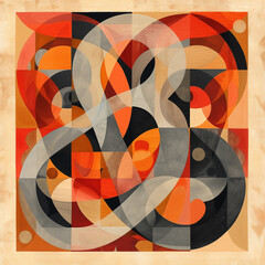 abstract background pattern with geometric shapes based on circles, warm colors
