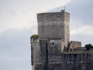 The ancient Castle of Lerici town (1152-1555). Tourist resort on the coast of the Mediterranean sea (Ligurian Sea), Gulf of La Spezia, Italy, Europe.