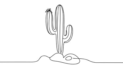 CACTUS LINE ART. Vector cactus. Continuous Line Drawing. © artisttop