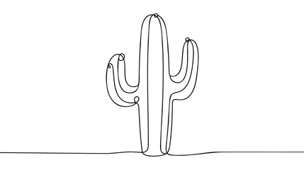CACTUS LINE ART. Vector cactus. Continuous Line Drawing.