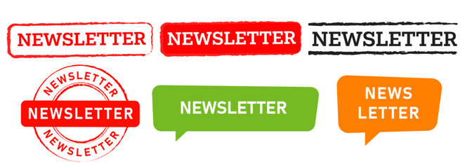 newsletter speech bubble rectangle and circle red stamp label sicker announcement business
