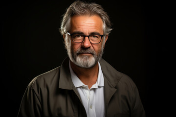 Fototapeta premium Portrait of a gray-haired man with a beard and glasses