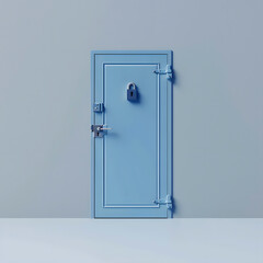 several locks in a blue door - 745725358