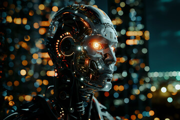 human-like robot with lights - 745725392