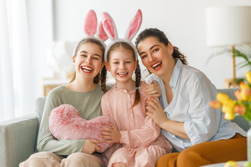 Family celebrating Easter