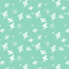 seamless pattern with  white small flowers hand drawn for fashion prints, textile, wallpaper