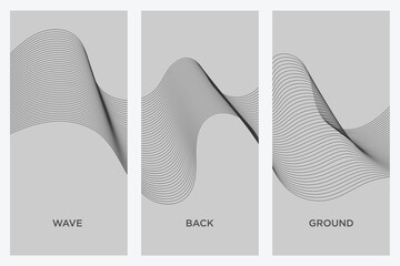 Vector abstract wave background of gray curved lines.