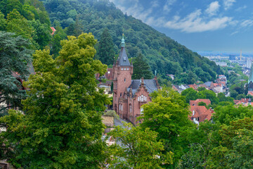 Fototapeta na wymiar The town of Heidelberg in Baden-Württemberg, Germany. Former mansion of a student union near Heidelberg city center ​