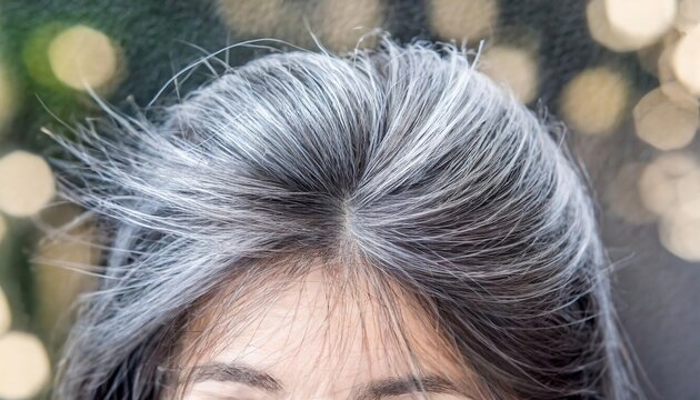 Generated image of grey hair on a head of a woman