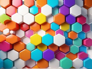 Multicolored Background of Hexagonal Cubes