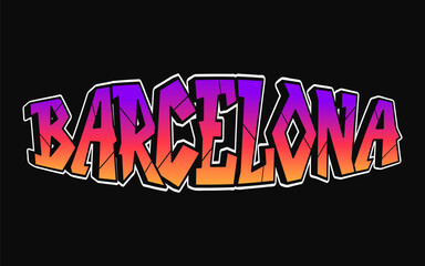 Barcelona - single word, letters graffiti style. Vector hand drawn logo. Funny cool trippy word Barcelona, fashion, graffiti style print t-shirt, poster concept