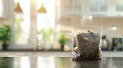 A zip-lock bag with loose tea leaves. - obrazy, fototapety, plakaty