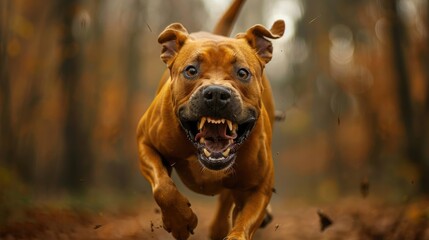 A brown pit bull that is naturally combative.  Generative Ai. - obrazy, fototapety, plakaty