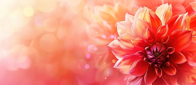 Dahlia flower on watercolor style copy space background. Generated AI image