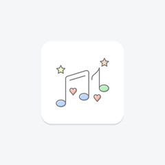 Music icon, musical study, musical research, musical inquiry, music theory lineal color icon, editable vector icon, pixel perfect, illustrator ai file