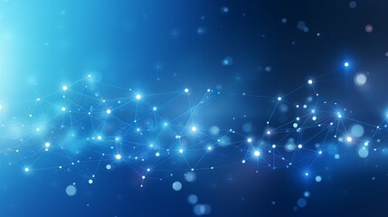 Abstract connected dots on bright blue background. Technology concept