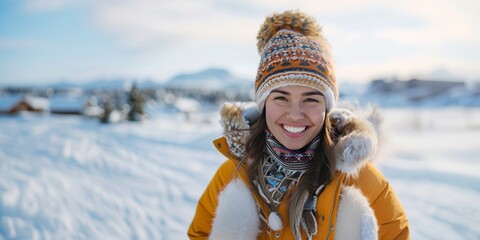young woman skiing in traditional attire