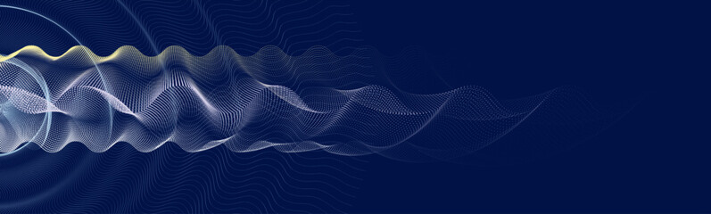 An abstract vector illustration of the wave function of data flows like fluid through the intricate vector design, connecting dots in the vast realm of big data analysis.