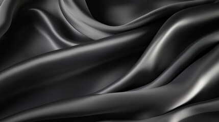 Fototapeta premium Black gray satin dark fabric texture luxurious shiny that is abstract silk cloth background with patterns soft waves blur beautiful