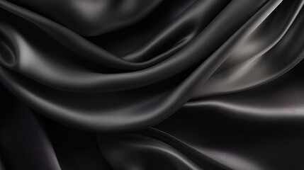 Obraz premium Black gray satin dark fabric texture luxurious shiny that is abstract silk cloth background with patterns soft waves blur beautiful