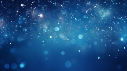 Blue Festive Christmas  elegant  abstract background with  bokeh lights and stars - obrazy, fototapety, plakaty