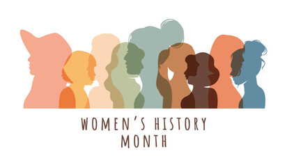 Women's History Month banner. Modern flat vector illustration. - obrazy, fototapety, plakaty