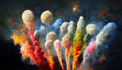 Fototapeta premium Colored Holi fireworks. _ai_generated