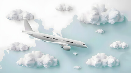 Naklejka na ściany i meble Airline fly worldwide clouds travel tourism plane trip planning world tour