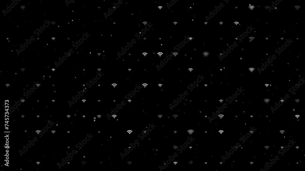 Poster template animation of evenly spaced wifi symbols of different sizes and opacity. animation of transp