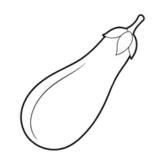 Vector of eggplant illustration coloring page for kids on white