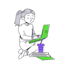 Girl typing on laptop