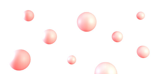 3d Pink bubbles or balls isolated on white background. Pink balls cut out. - obrazy, fototapety, plakaty