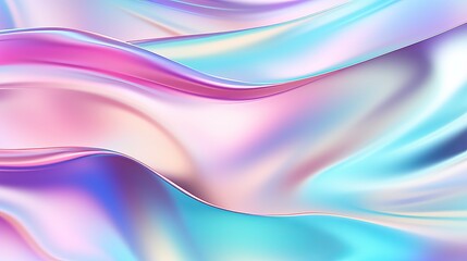 Fototapeta premium Holograph foil background. Pastel color paper. Retro trend design. Vintage fantasy cover. Chrome holo art. Modern effect. Rainbow metallic material. Fabric glitch. Horizontal banner