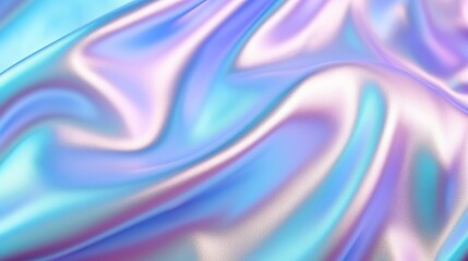 Fototapeta premium Holographic style texture background reflective fabric light blue multicolored iridescent